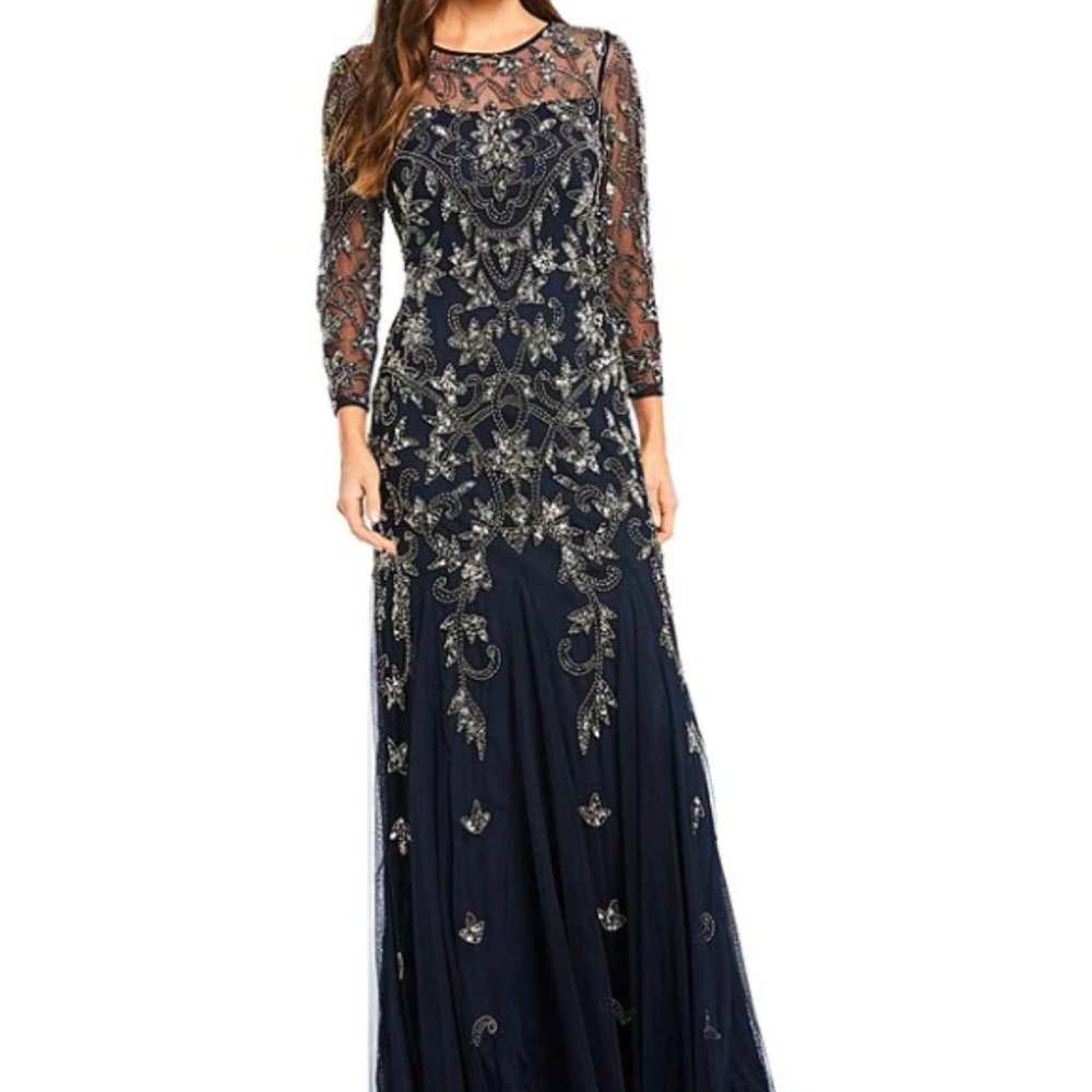Navy Beaded Gown